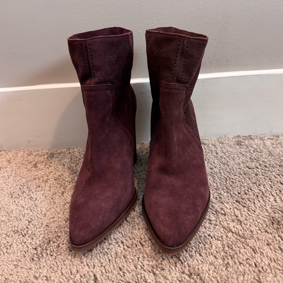 Vince Camuto Dark Red Suede Mini Boots - Picture 2 of 4